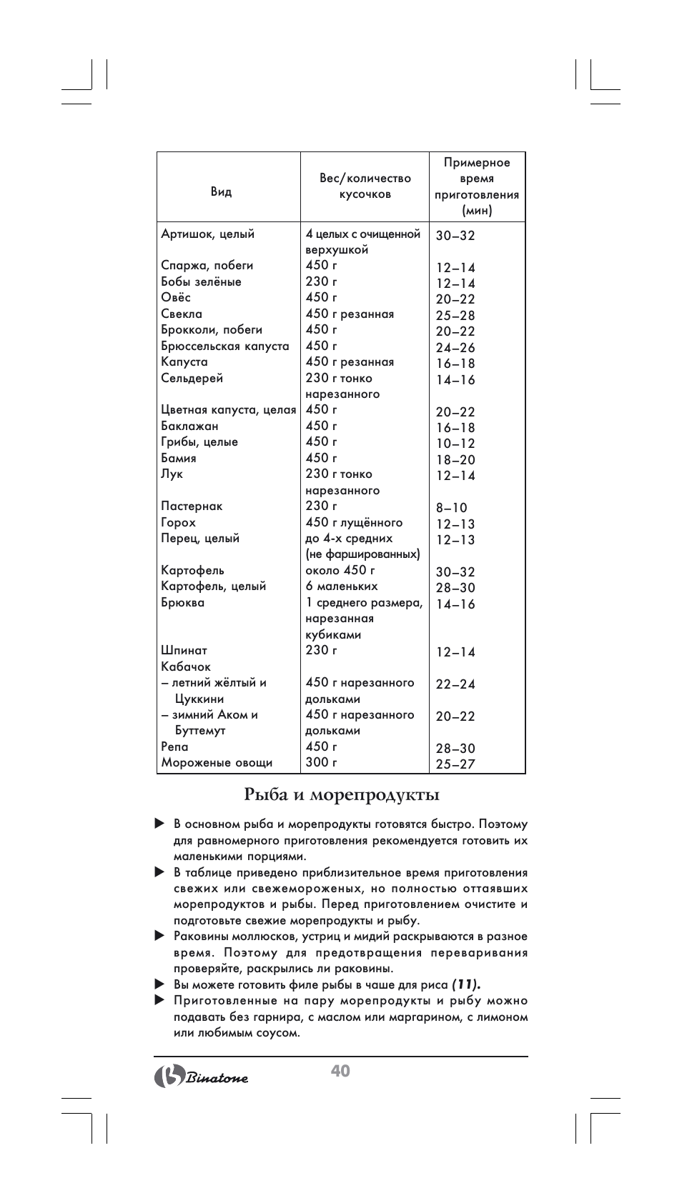 Рыба и морепродукты | Binatone FS-404 User Manual | Page 40 / 66