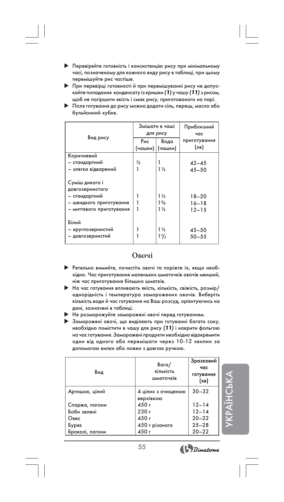 Укра¯нська, Овочі | Binatone FS-404 User Manual | Page 55 / 66