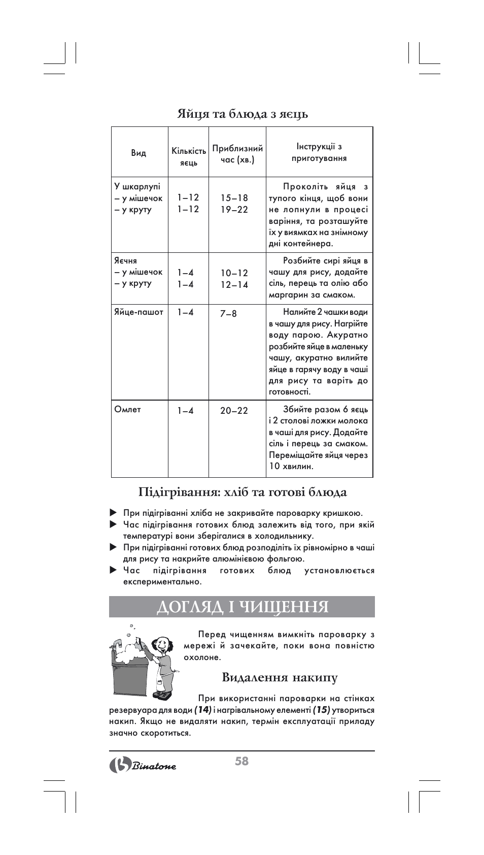 Догляд і чищення, Видалення накипу | Binatone FS-404 User Manual | Page 58 / 66