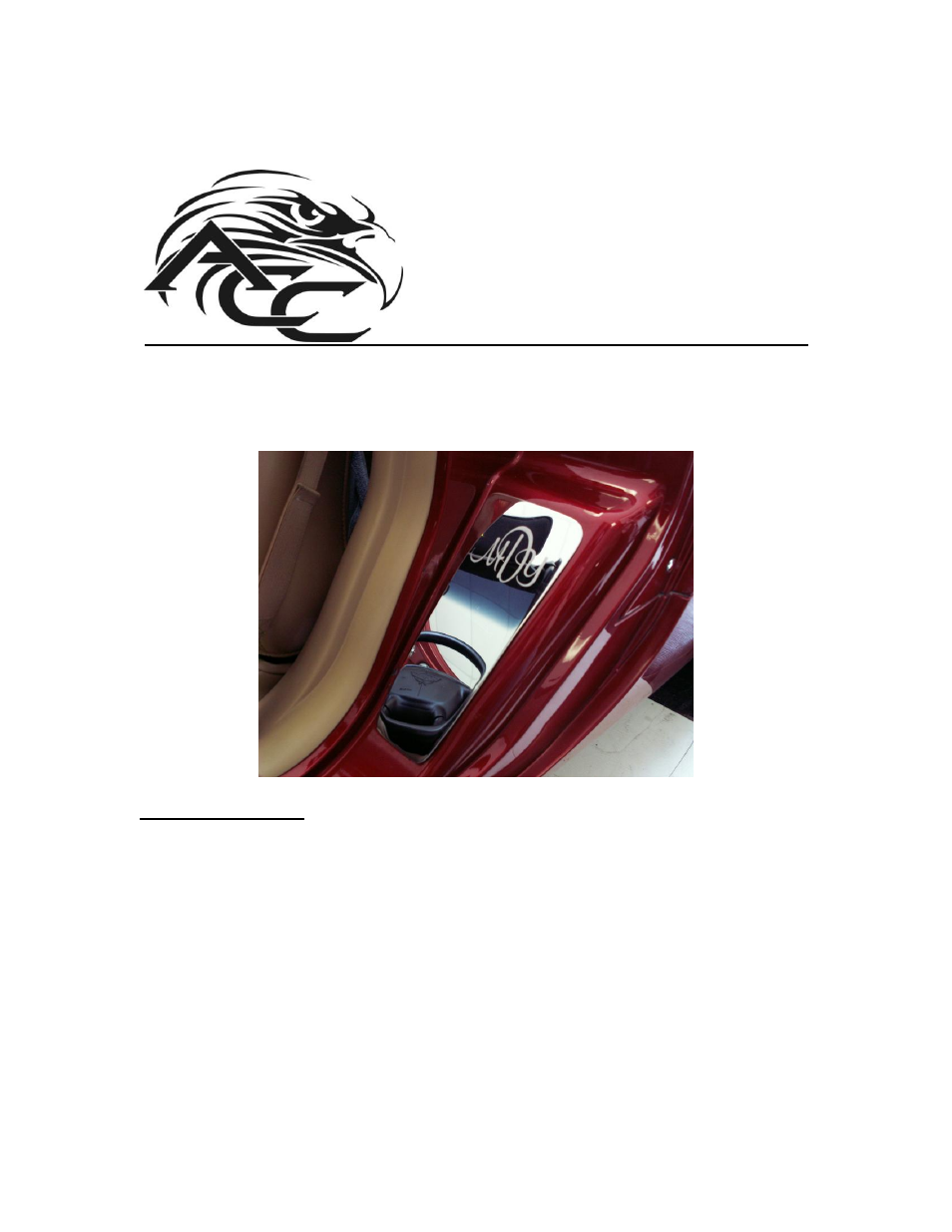 American Car Craft Corvette Vanity Plates - (Etched Monogram with 2 or 3 Initials) Polished 1997-2004 C5 & Z06 User Manual | 2 pages