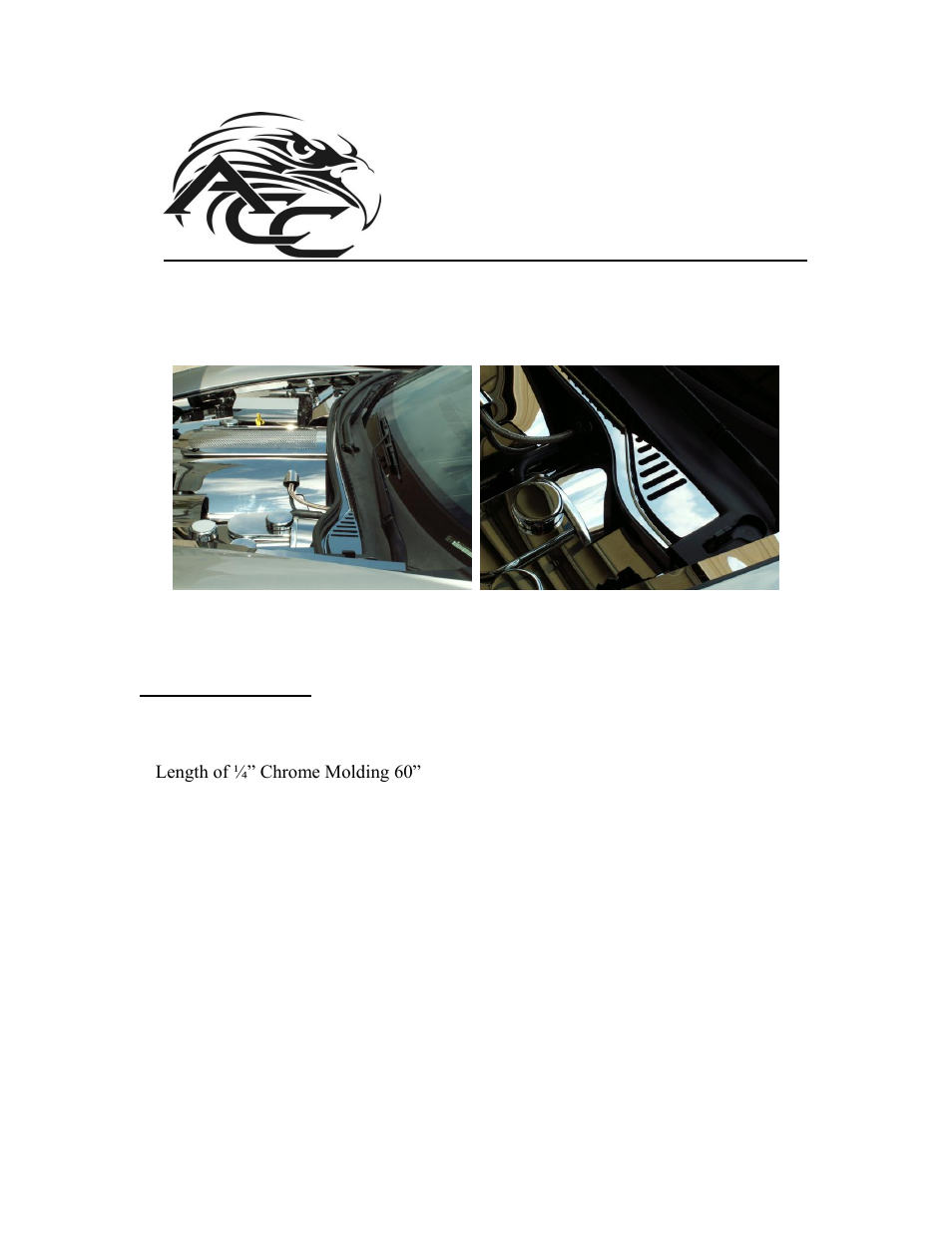 American Car Craft Corvette Wiper Cowl Cover Polished 3Pc 2005-2007 C6 User Manual | 2 pages