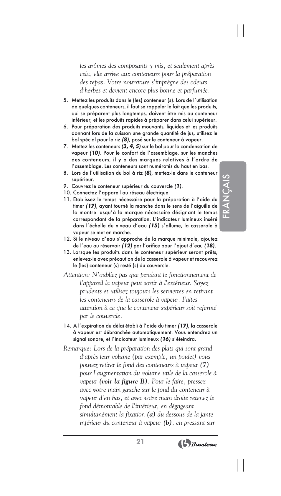 Français | Binatone FS-202 User Manual | Page 21 / 66