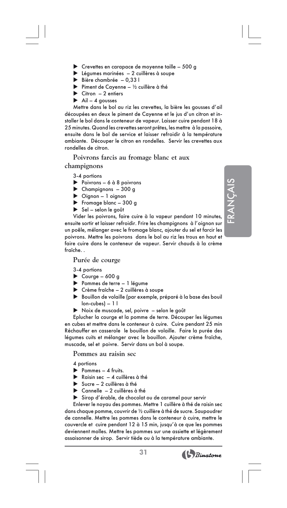 Français | Binatone FS-202 User Manual | Page 31 / 66
