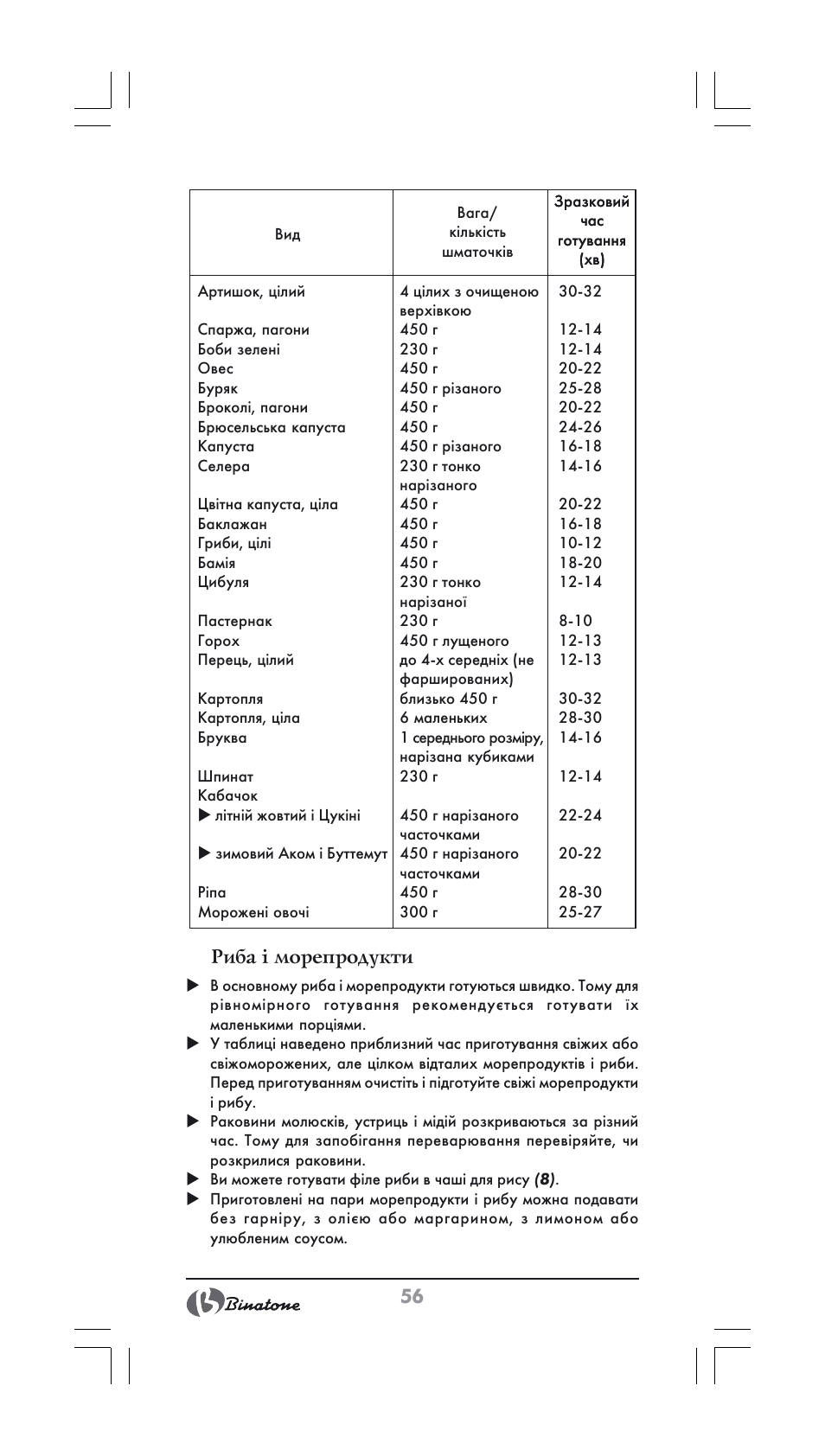 56 риба і морепродукти | Binatone FS-202 User Manual | Page 56 / 66