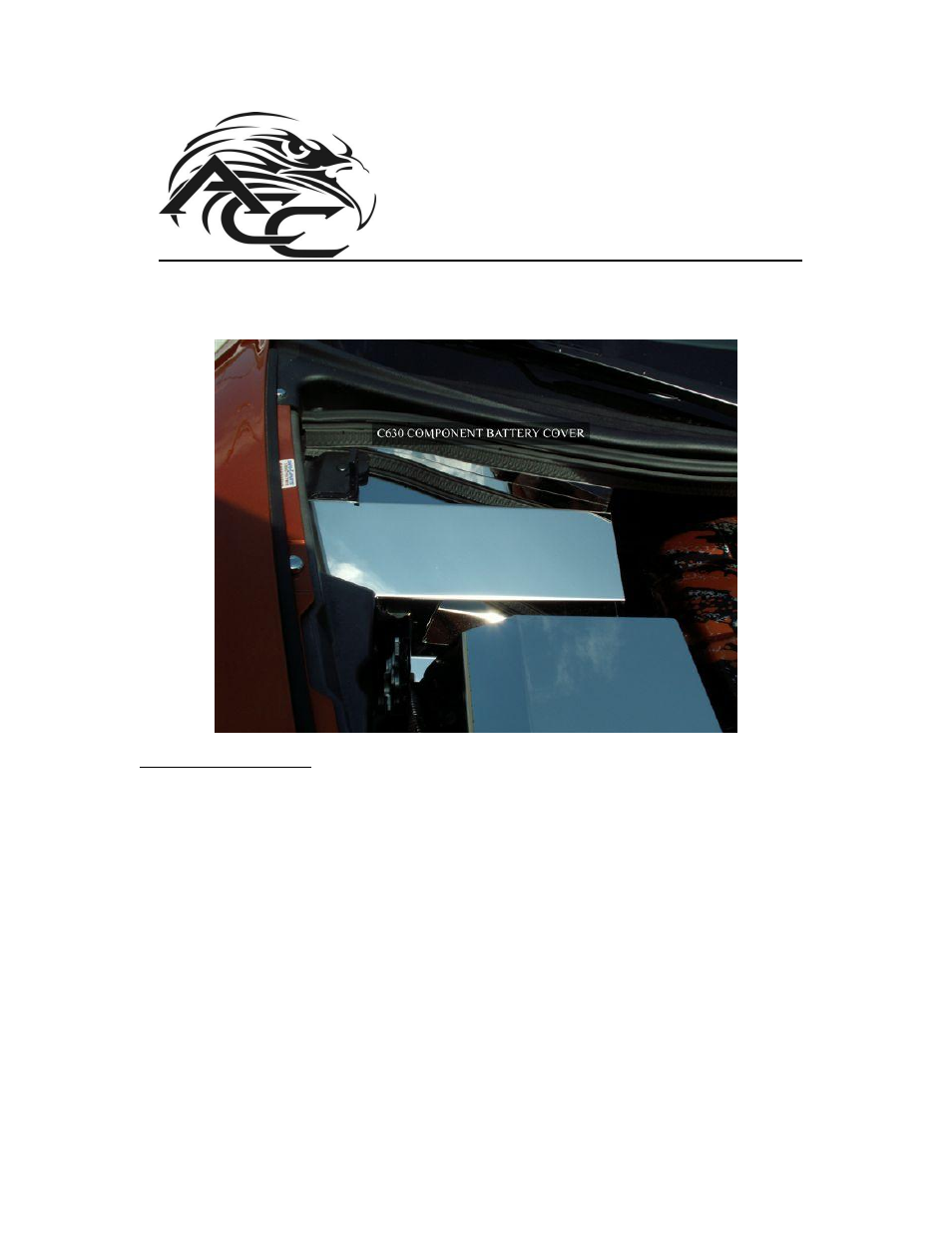 American Car Craft Corvette Battery Cover Polished 2008-2013 C6 only User Manual | 3 pages