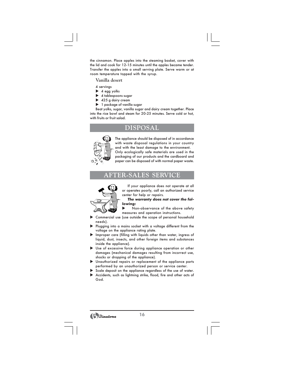 Disposal, After-sales service | Binatone FS-3210 User Manual | Page 16 / 66