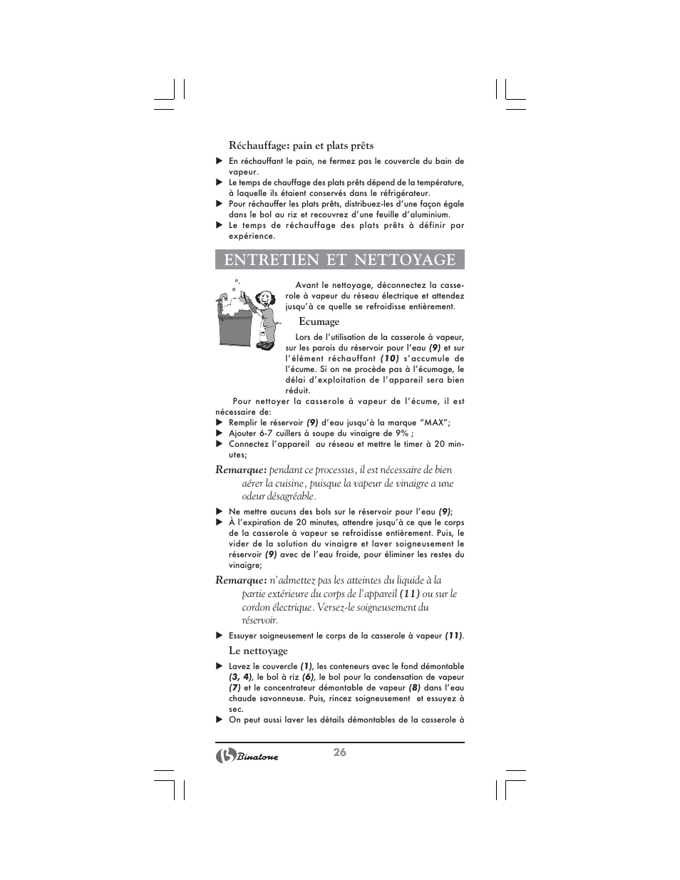 Entretien et nettoyage | Binatone FS-3210 User Manual | Page 26 / 66