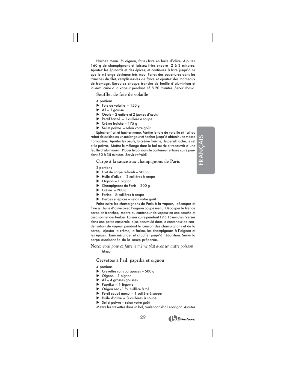 Français | Binatone FS-3210 User Manual | Page 29 / 66