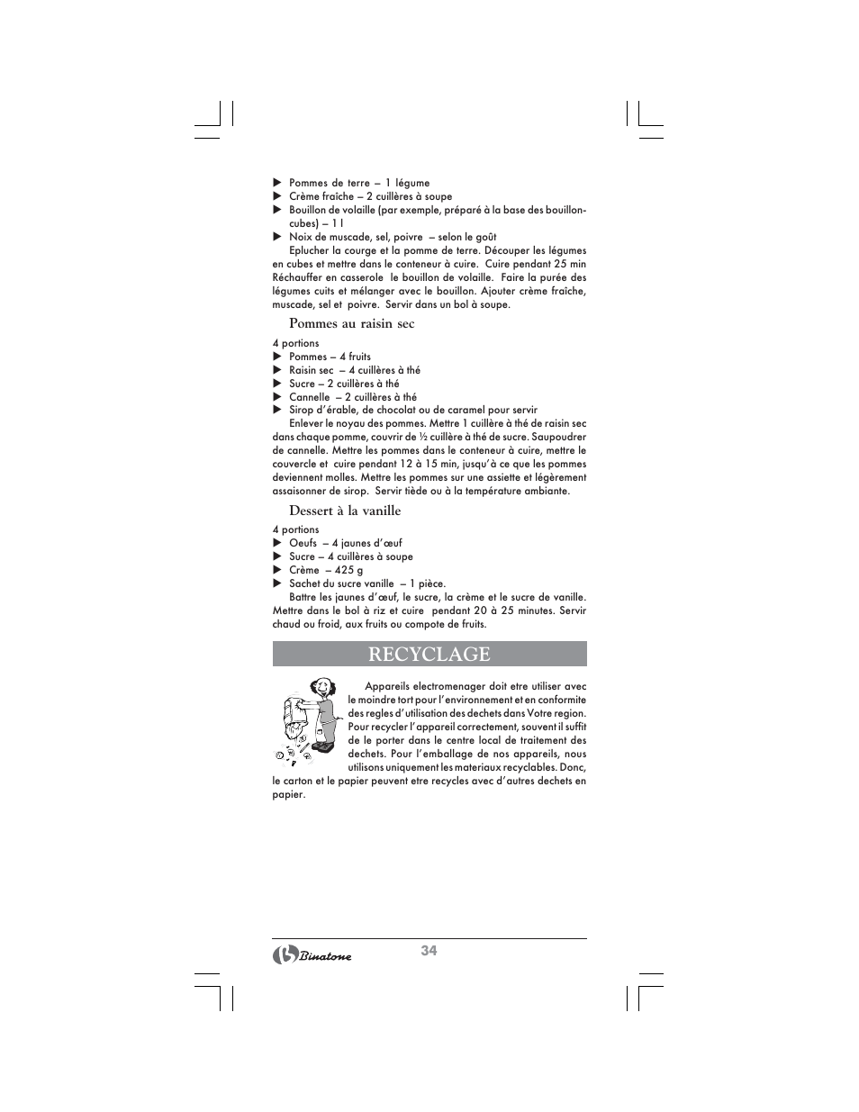 Recyclage | Binatone FS-404 D User Manual | Page 34 / 70