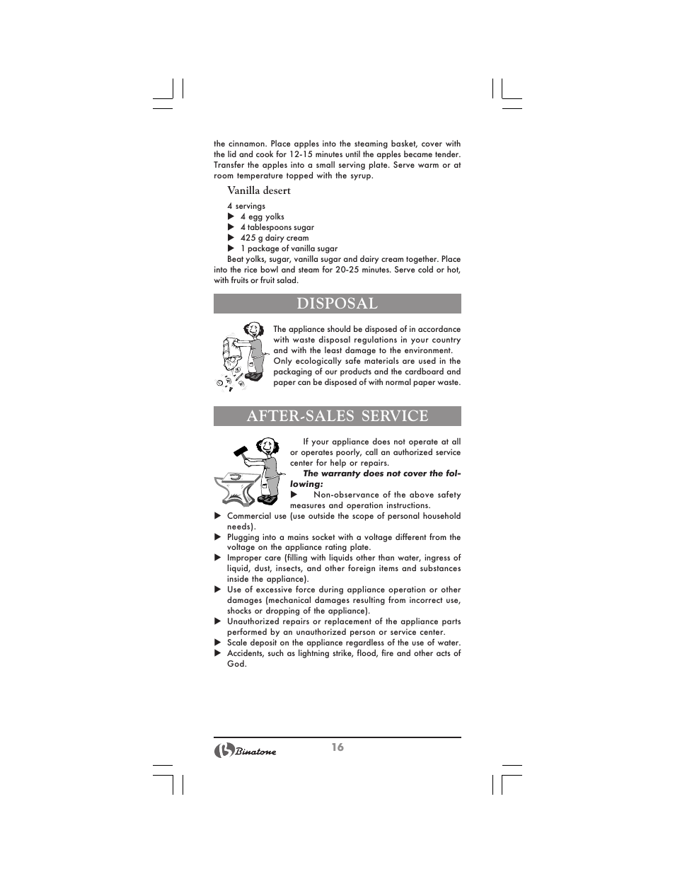 Disposal, After-sales service | Binatone FS-212 User Manual | Page 16 / 66