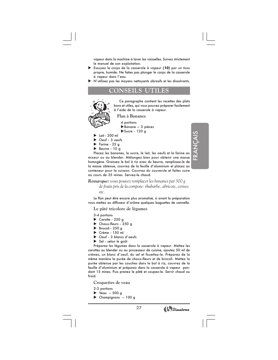 Français, Conseils utiles | Binatone FS-212 User Manual | Page 27 / 66