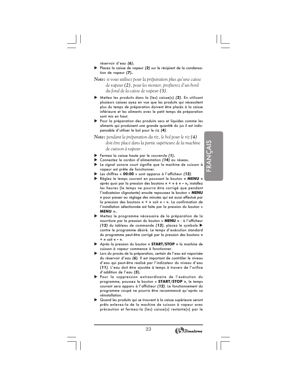 Français | Binatone MRFP-8810 D User Manual | Page 23 / 72