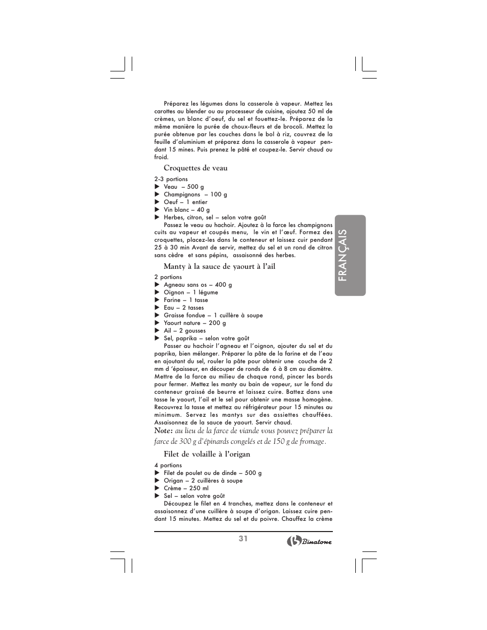 Français | Binatone MRFP-8810 D User Manual | Page 31 / 72