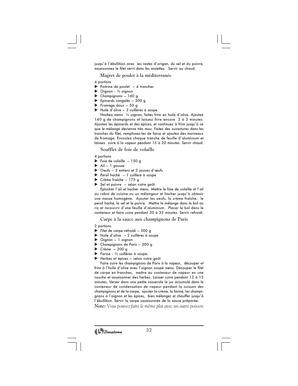 Binatone MRFP-8810 D User Manual | Page 32 / 72