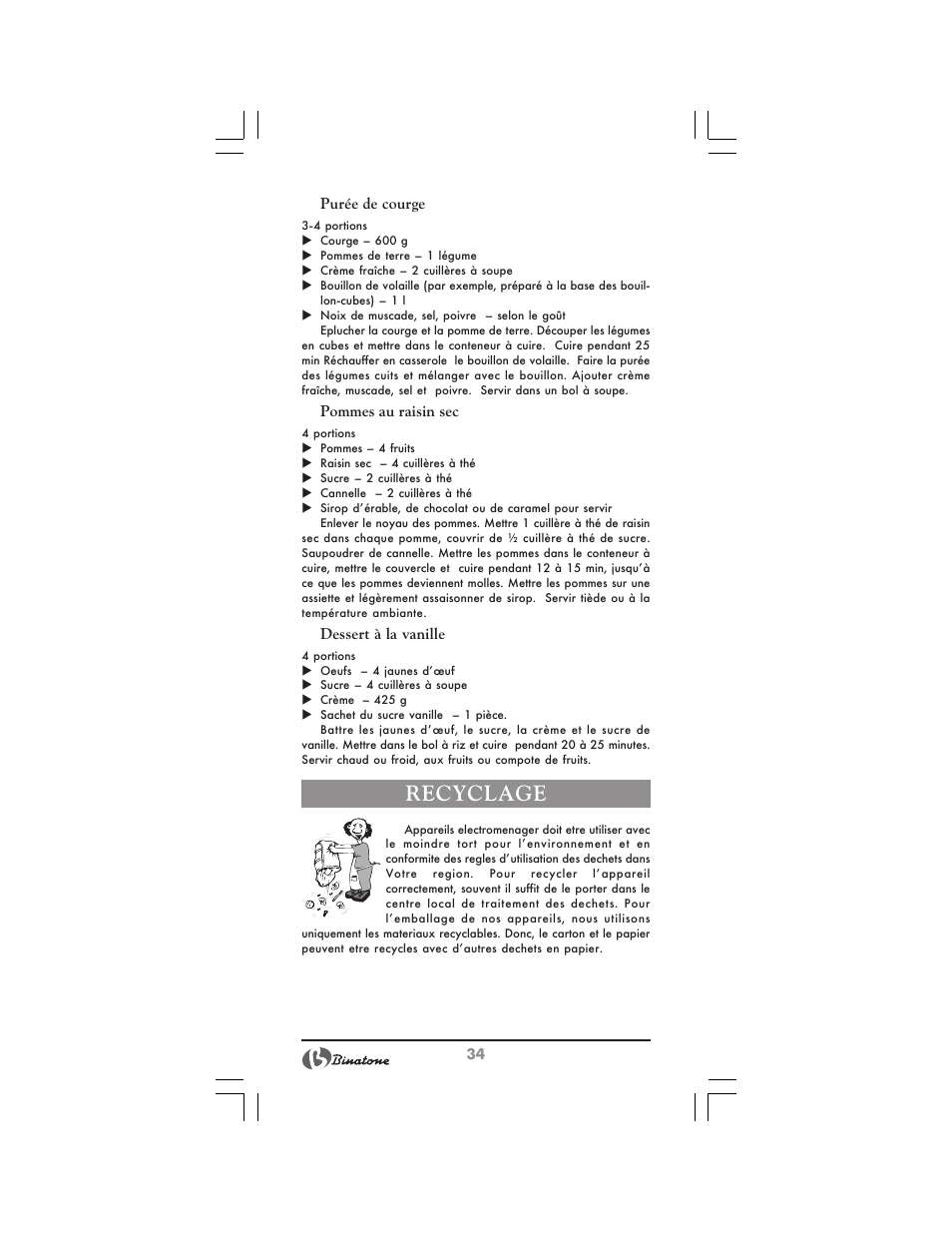 Recyclage | Binatone MRFP-8810 D User Manual | Page 34 / 72