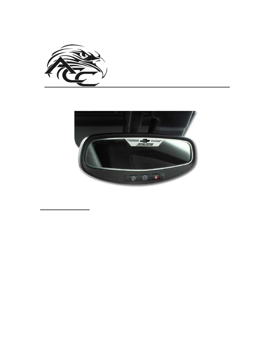 American Car Craft Camaro Rear View Mirror Trim "SS Style Brushed 2010-2012 Oval - sensor" User Manual | 2 pages