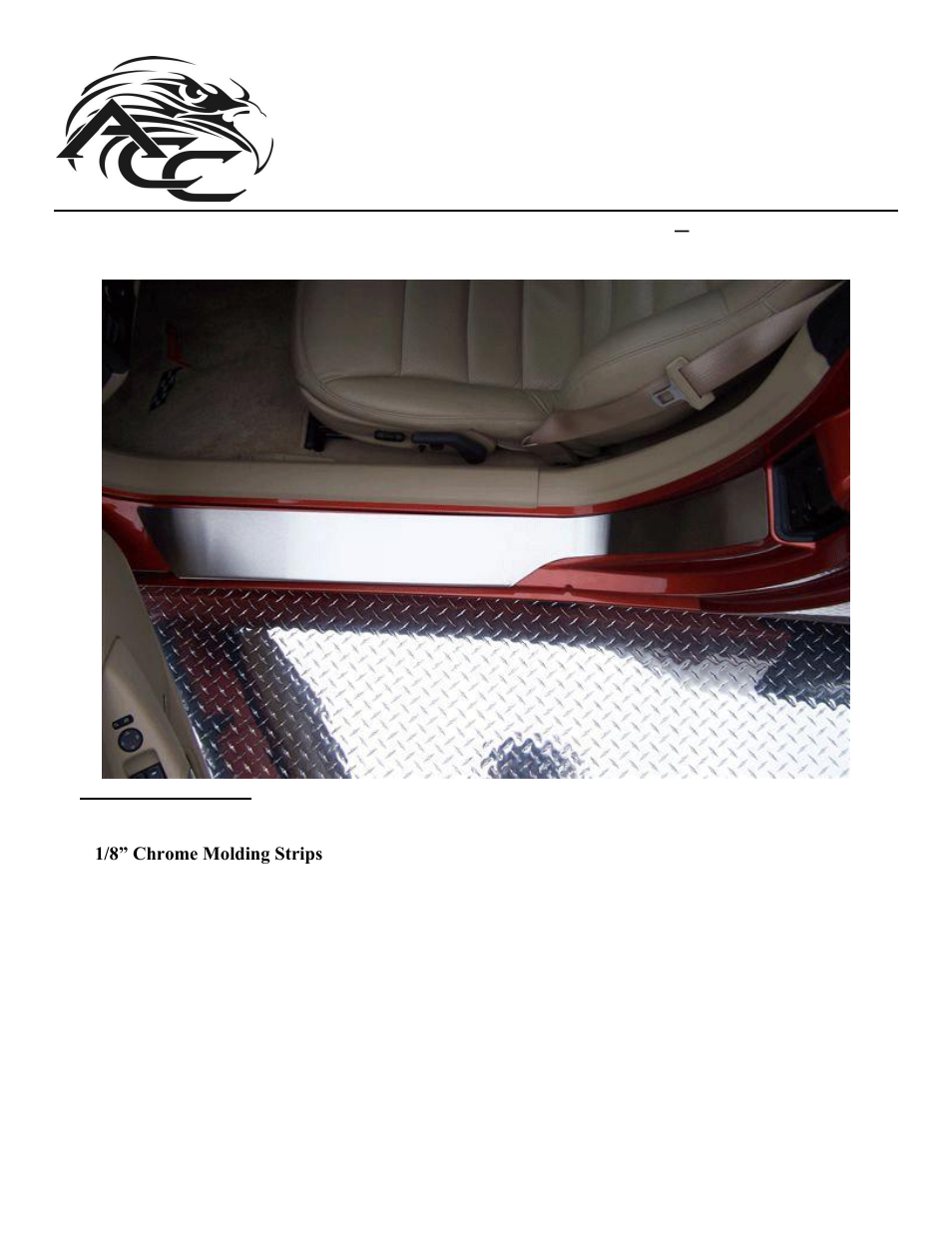 American Car Craft Corvette Doorsills Brushed Outer - Plain No Ribs 2Pc 2005-2013 C6 User Manual | 2 pages
