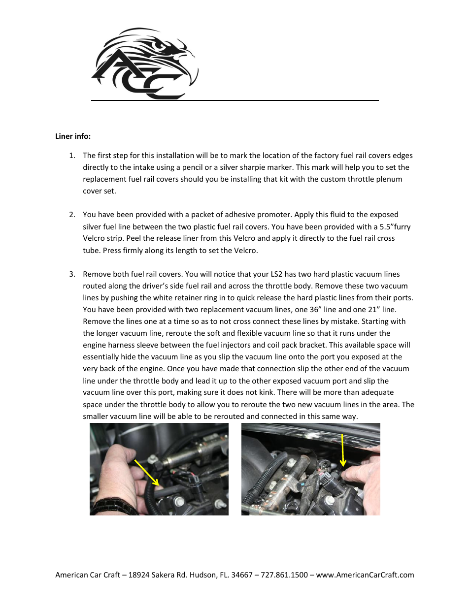 American Car Craft Corvette Plenum_Throttle Body_Radiator Cover 4Pc Designer Series 2005-2007 C6 User Manual | Page 2 / 5