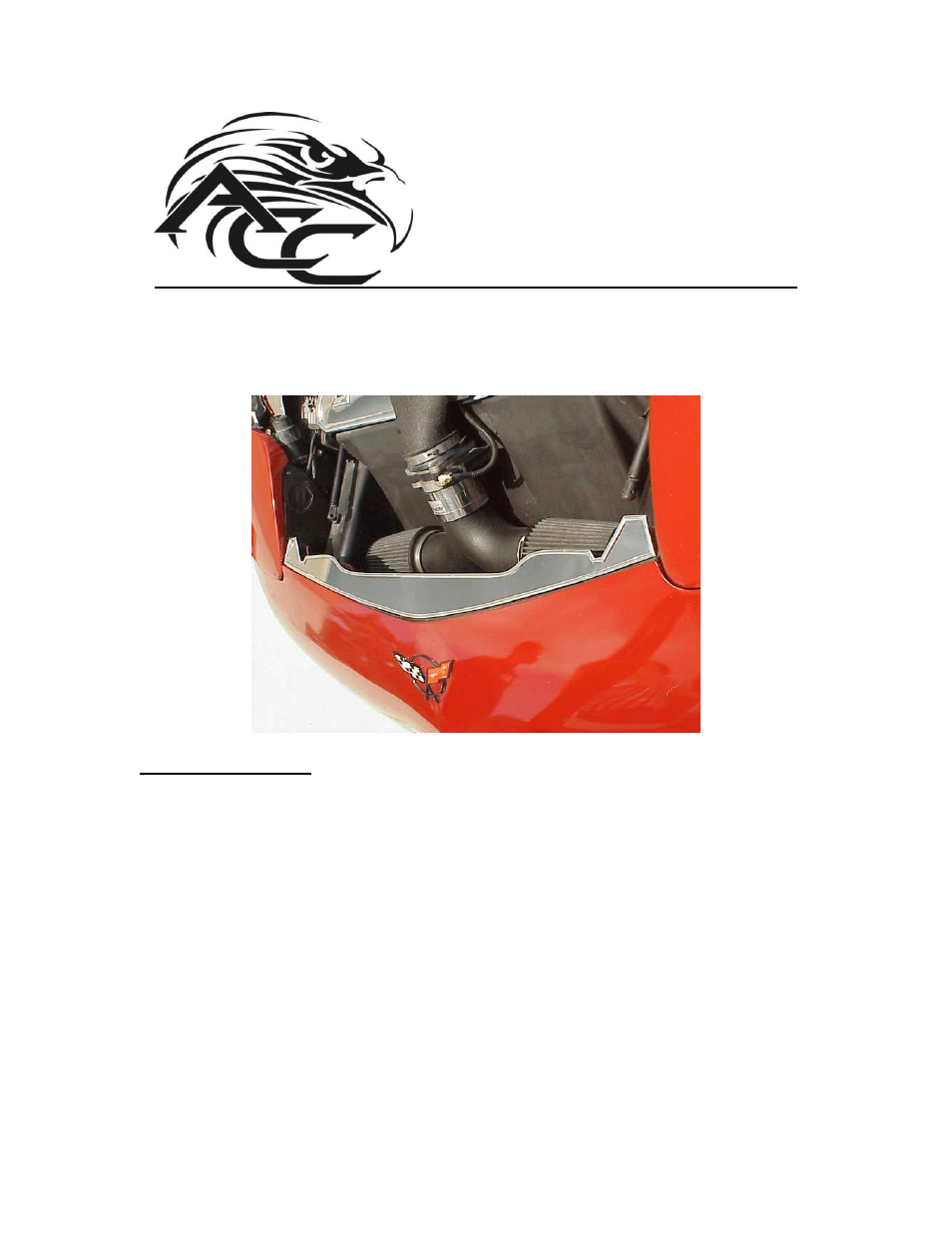 American Car Craft Corvette Nose Cap Front Polished 1997-2004 C5 & Z06 User Manual | 2 pages