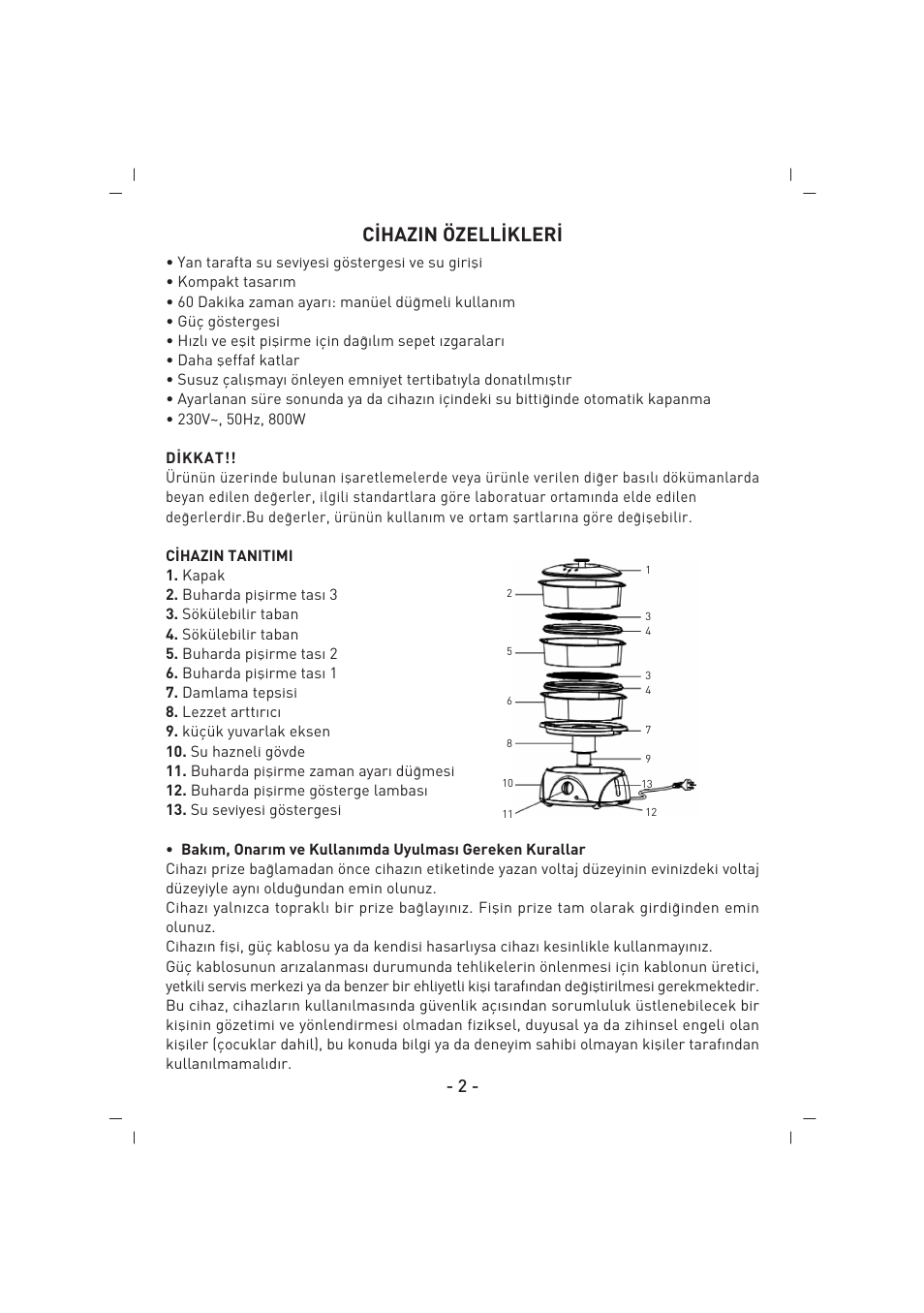 C‹hazin özell‹kler | SINBO SFS 5704 User Manual | Page 3 / 54