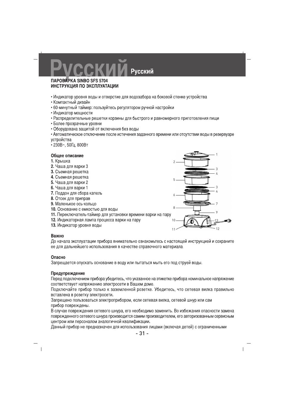 SINBO SFS 5704 User Manual | Page 32 / 54