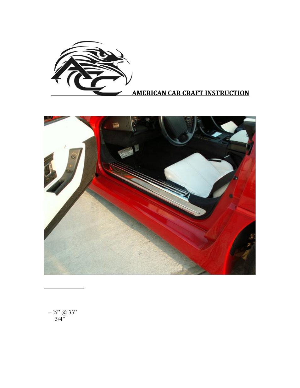 American Car Craft Corvette Doorsills Polished Stainless 2Pc 1988-1996 C4 User Manual | 2 pages