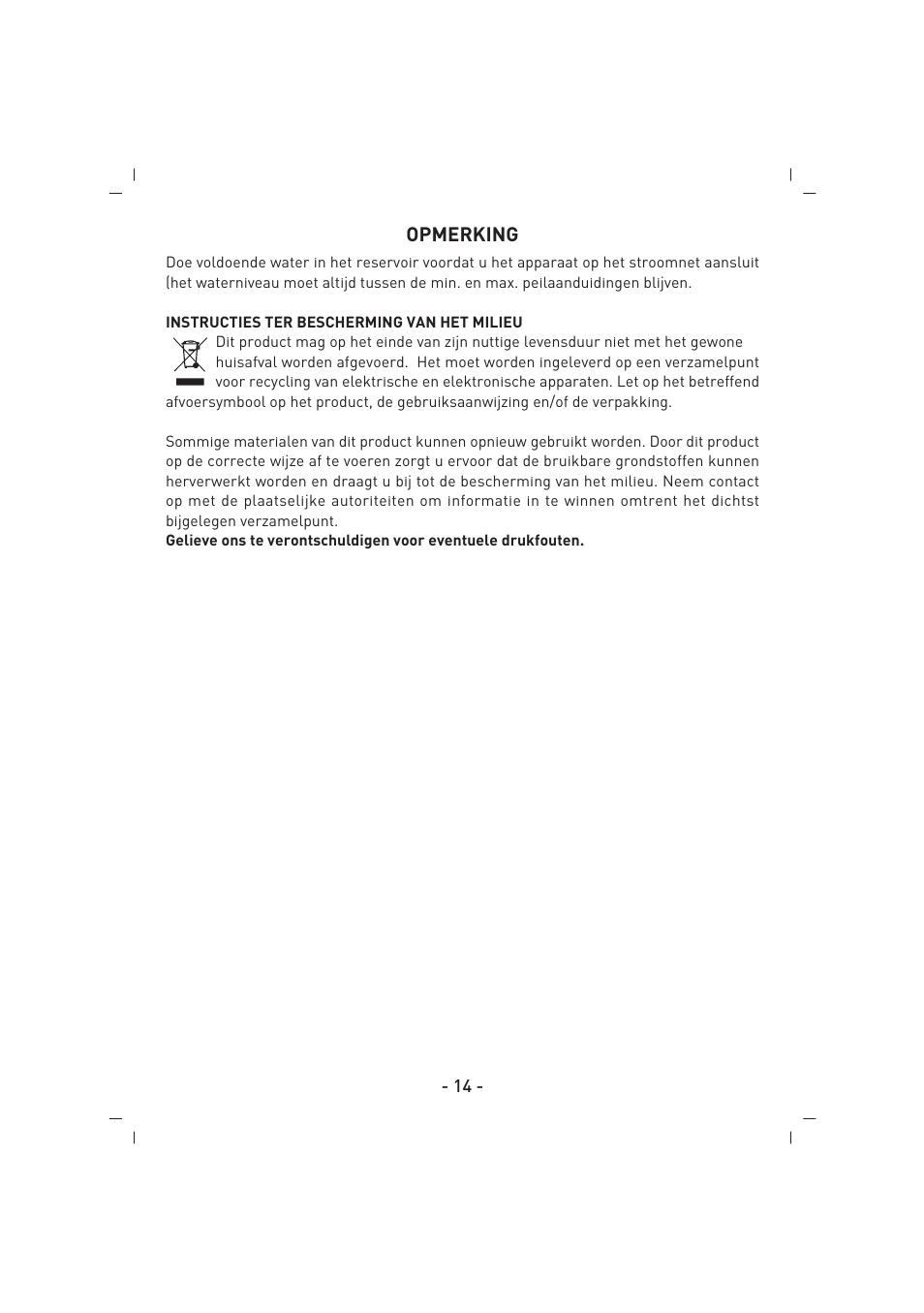 Opmerking | SINBO SFS 5703 User Manual | Page 15 / 35