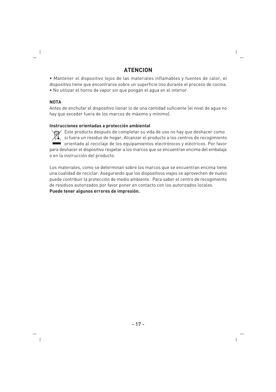 Atencion | SINBO SFS 5703 User Manual | Page 18 / 35