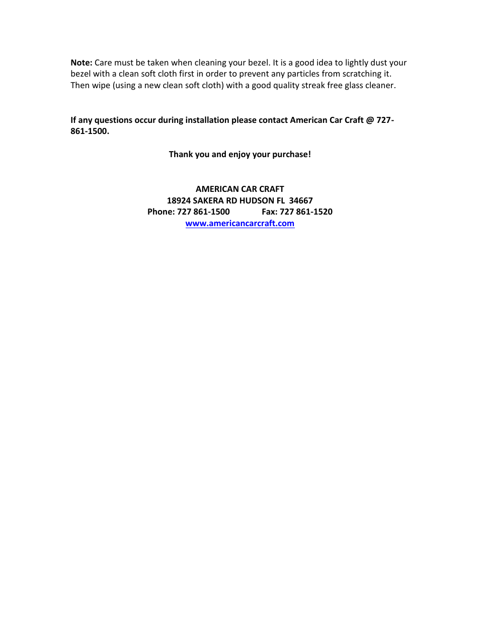 American Car Craft Corvette 5th Brake Light Grille 1Pc with Crossed Flags Polished 1997-2004 C5 User Manual | Page 2 / 2
