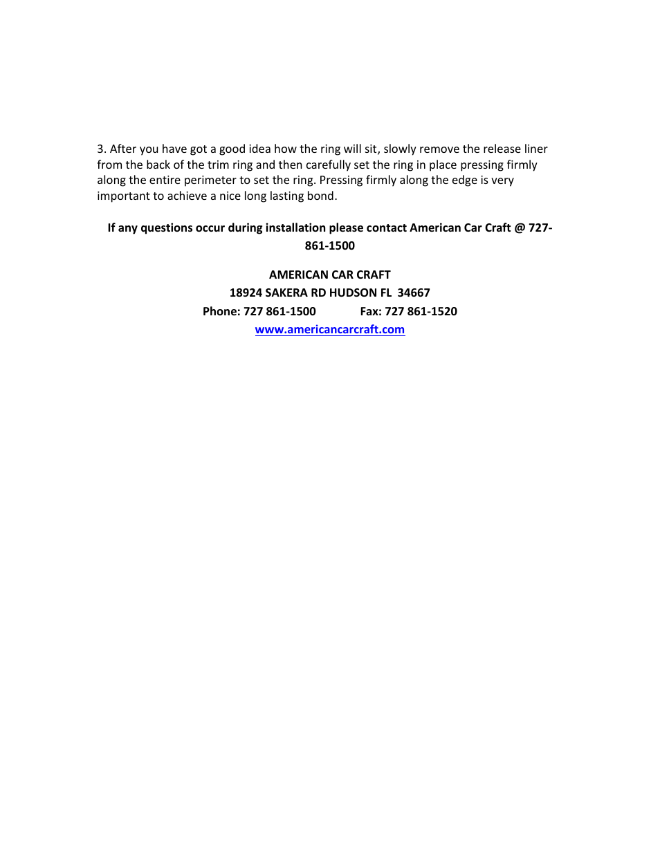 American Car Craft Camaro Rear View Mirror Trim "RS Style Brushed 2010-2013 Oval - no sensor" User Manual | Page 2 / 2