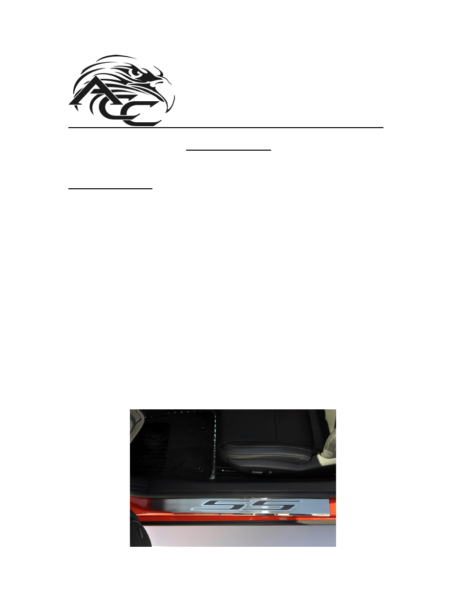 American Car Craft Camaro Doorsills Brushed_Polished w_Carbon Fiber "SS 2Pc Outer 2010-2013" User Manual | 1 page