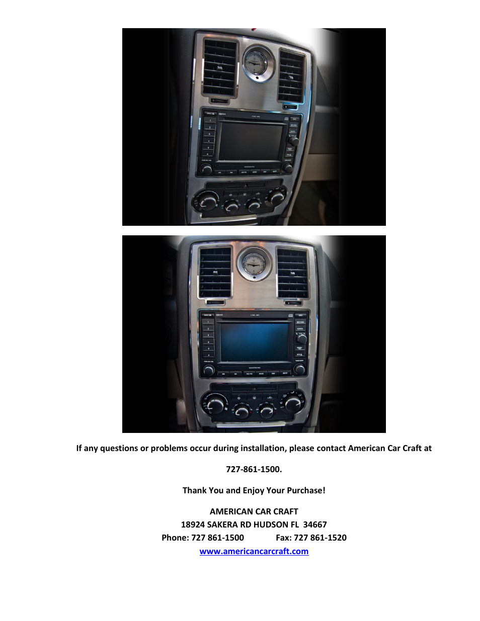 American Car Craft Chrysler 300 _ Charger _ Magnum Center Dash Trim Polished_Brushed 2005-2010 User Manual | Page 3 / 3