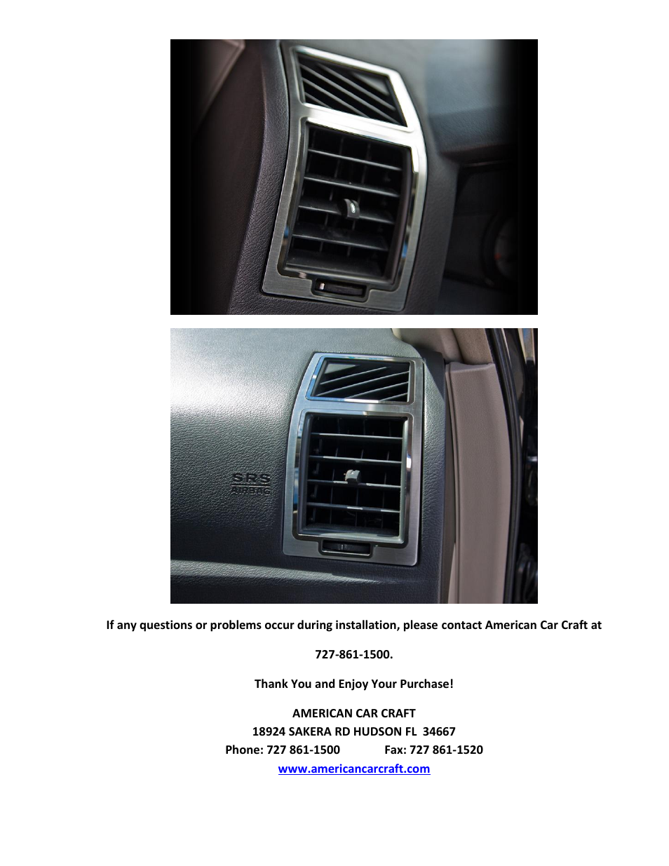 American Car Craft Chrysler 300 _ Charger _ Magnum A_C Vent Trim Outer 2Pc Polished_Brushed 2005-2010 User Manual | Page 3 / 3