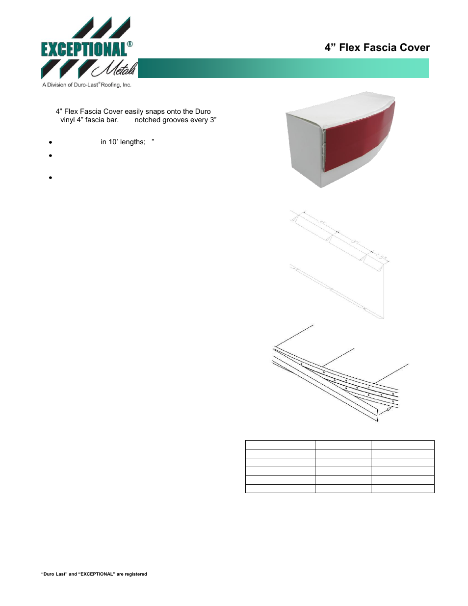 Duro-Last 4" Flex Fascia Cover User Manual | 1 page