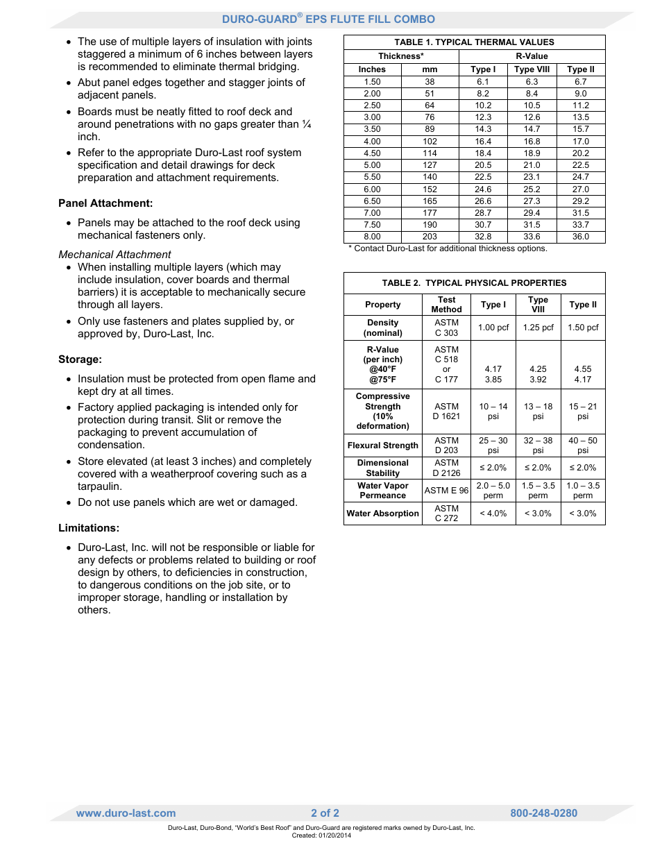 Duro-Last EPS Flute Fill Combo User Manual | Page 2 / 2