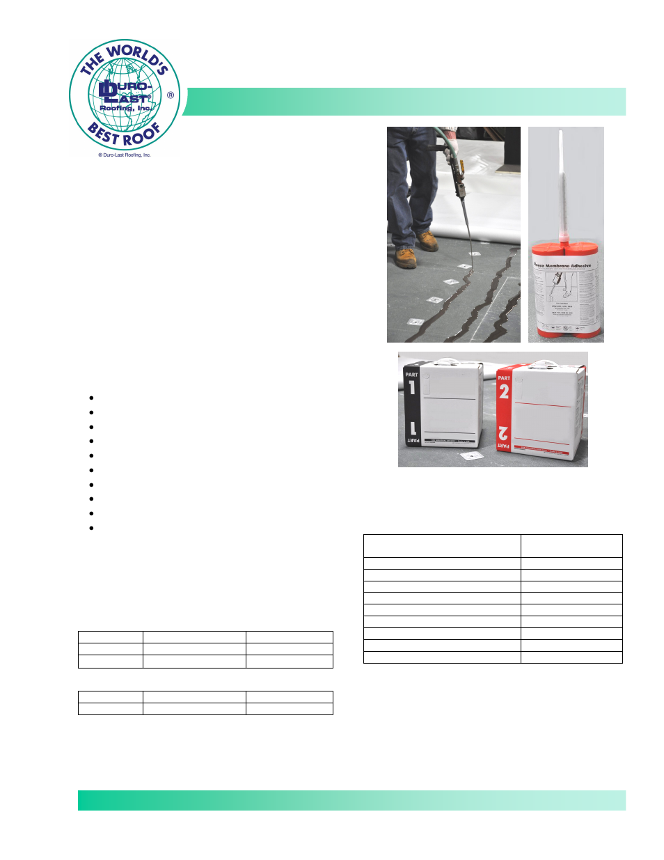 Duro-Last Duro-Fleece Membrane Adhesive User Manual | 2 pages