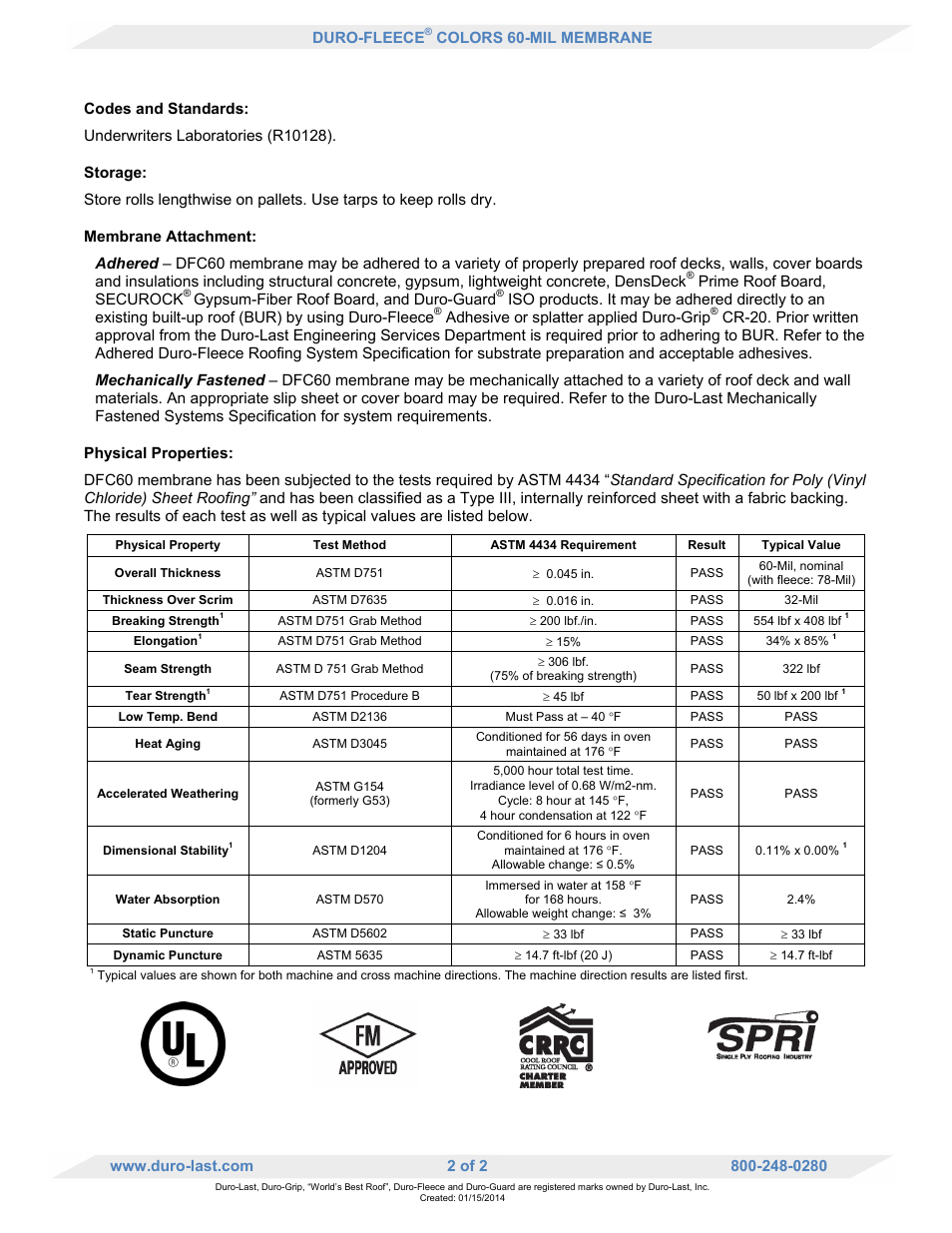 Duro-Last DFC60 Membrane User Manual | Page 2 / 2