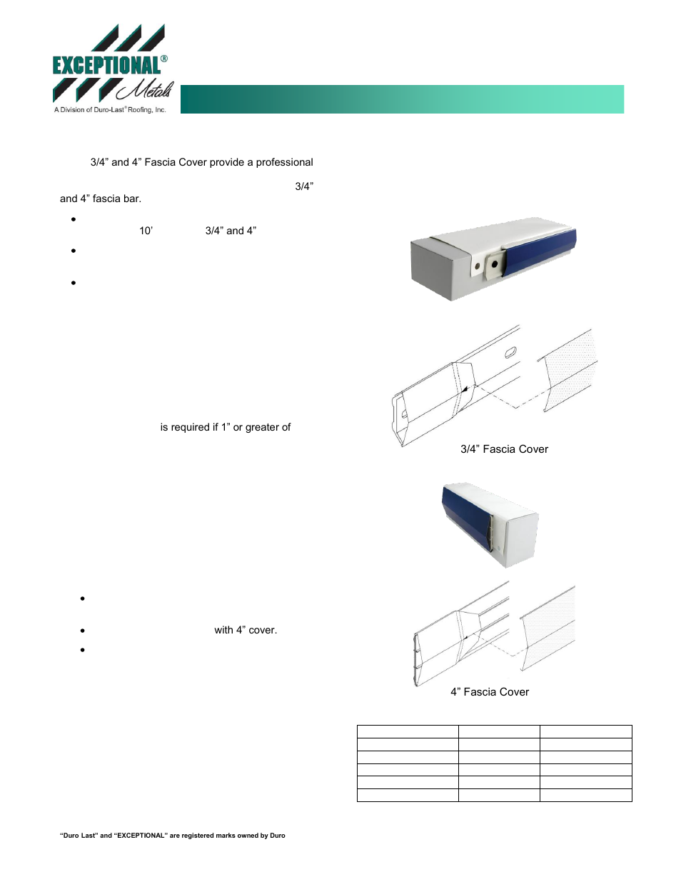 Duro-Last Fascia Cover User Manual | 1 page