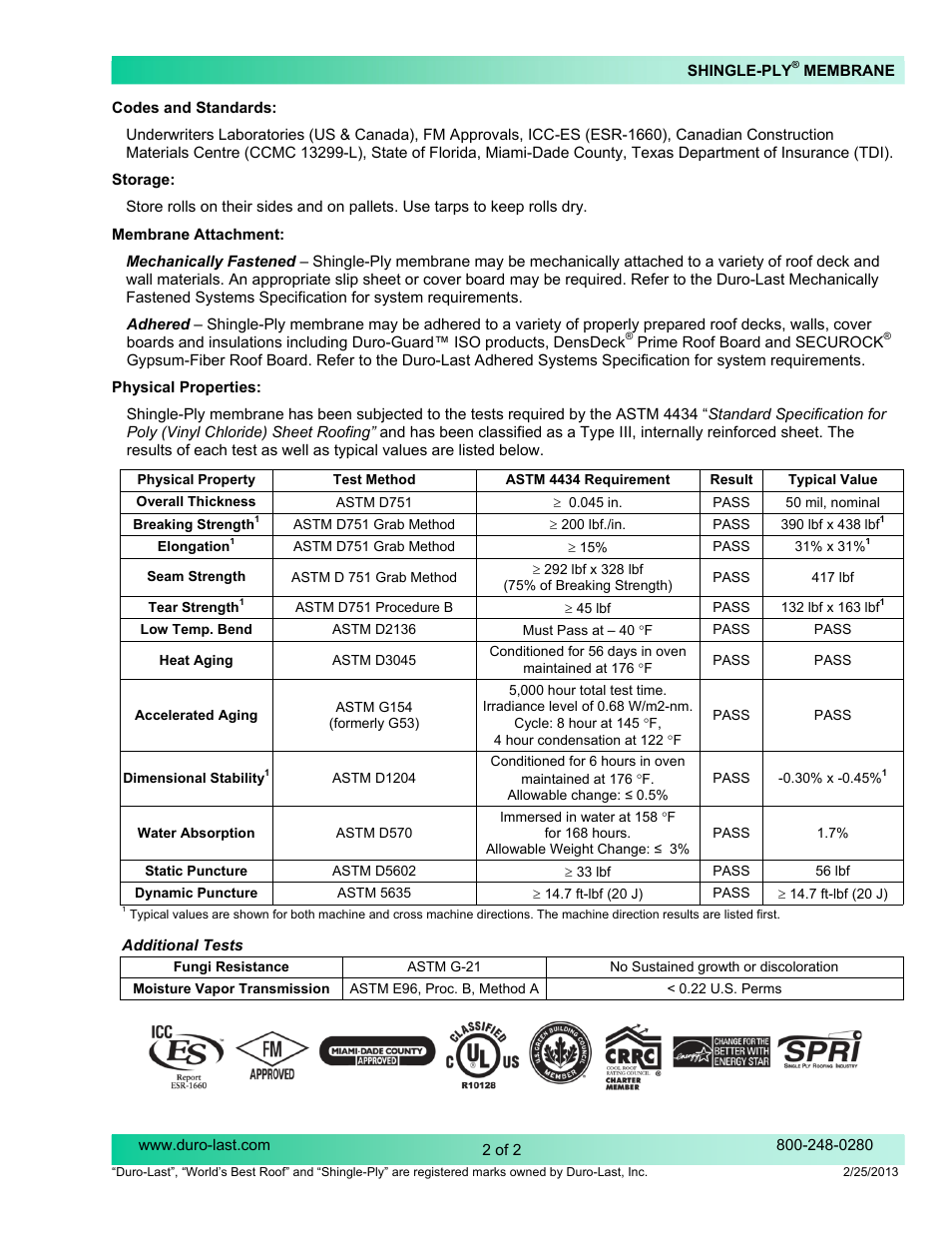 Duro-Last Shingle-Ply Membrane User Manual | Page 2 / 2