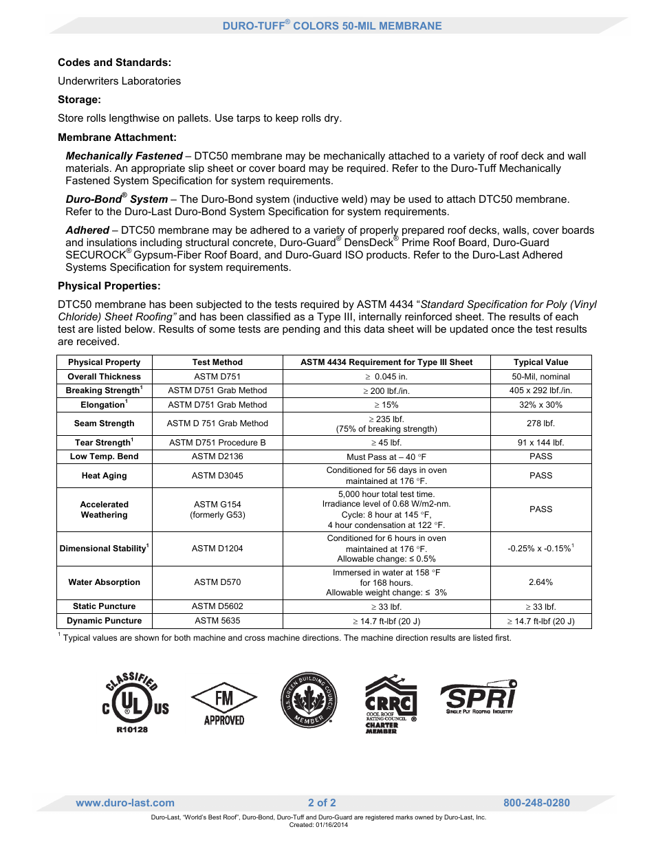 Duro-Last DTC50 Membrane User Manual | Page 2 / 2