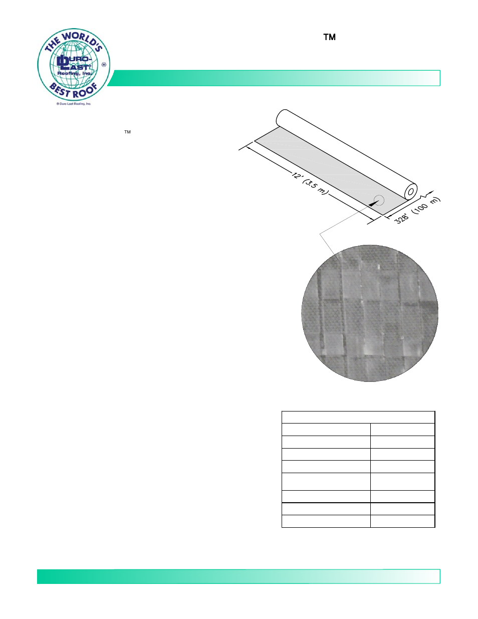 Duro-Last Duro-Weave Separation Slip Sheet User Manual | 1 page