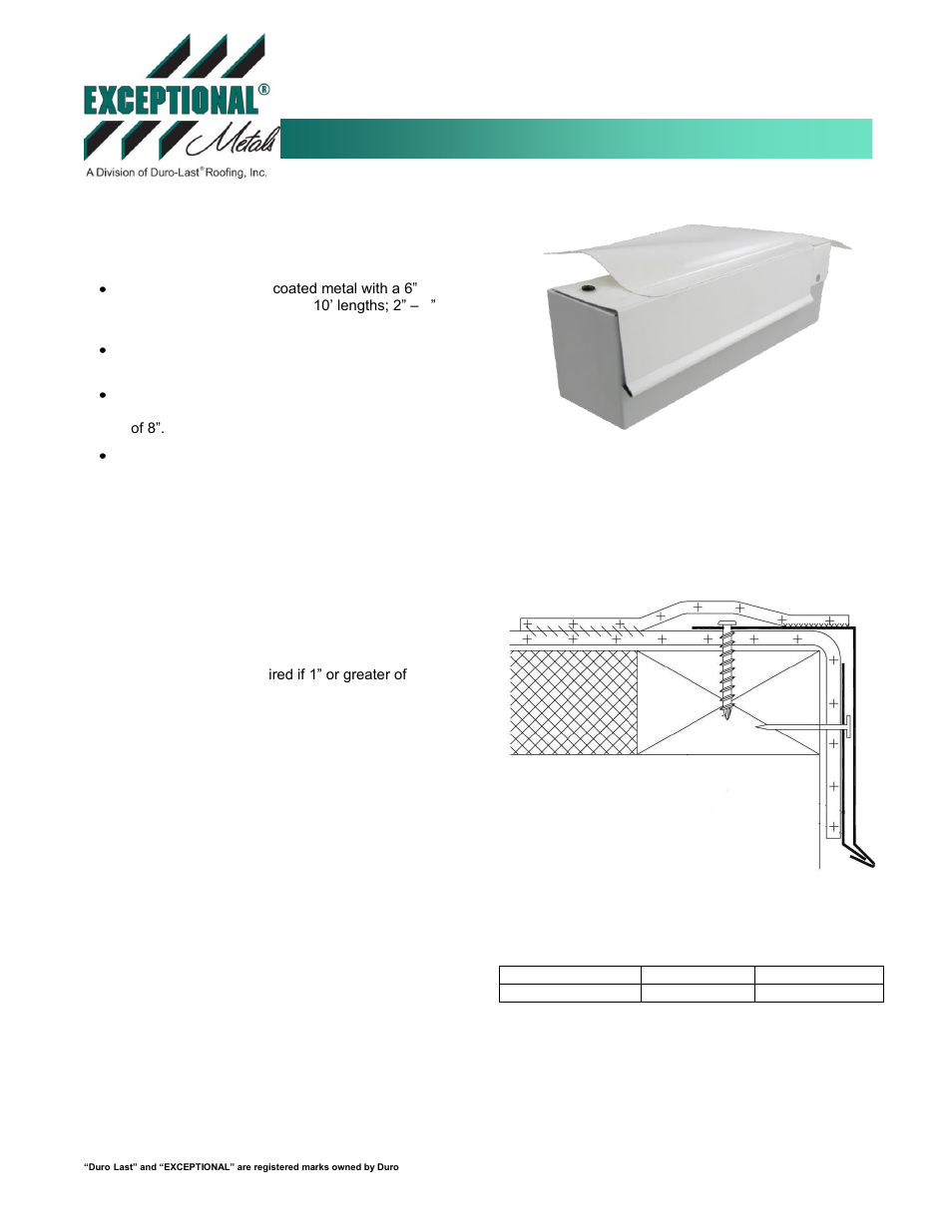 Duro-Last Vinyl-Coated Drip Edge User Manual | 1 page
