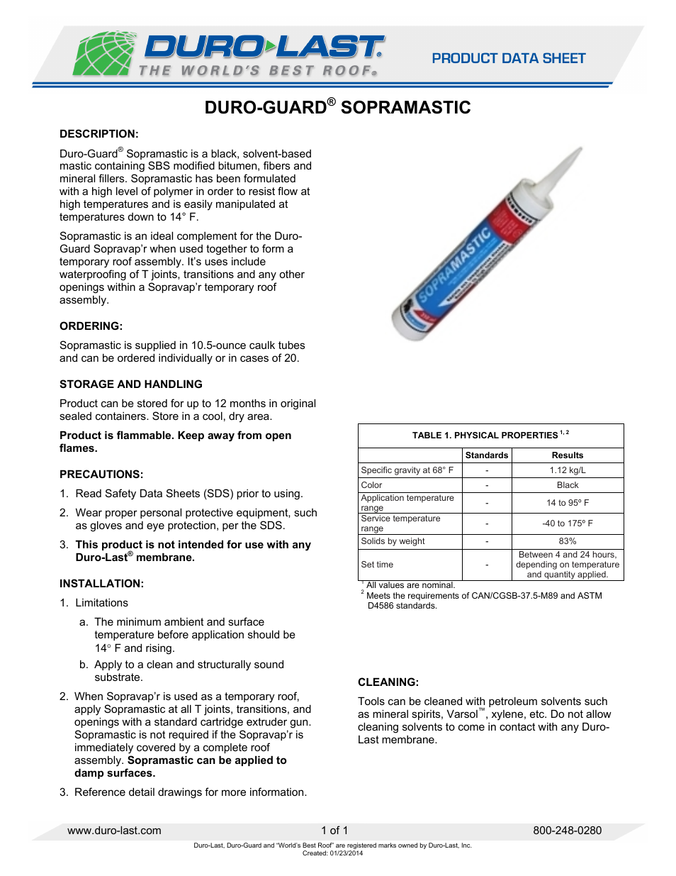 Duro-Last Duro-Guard Sopramastic User Manual | 1 page