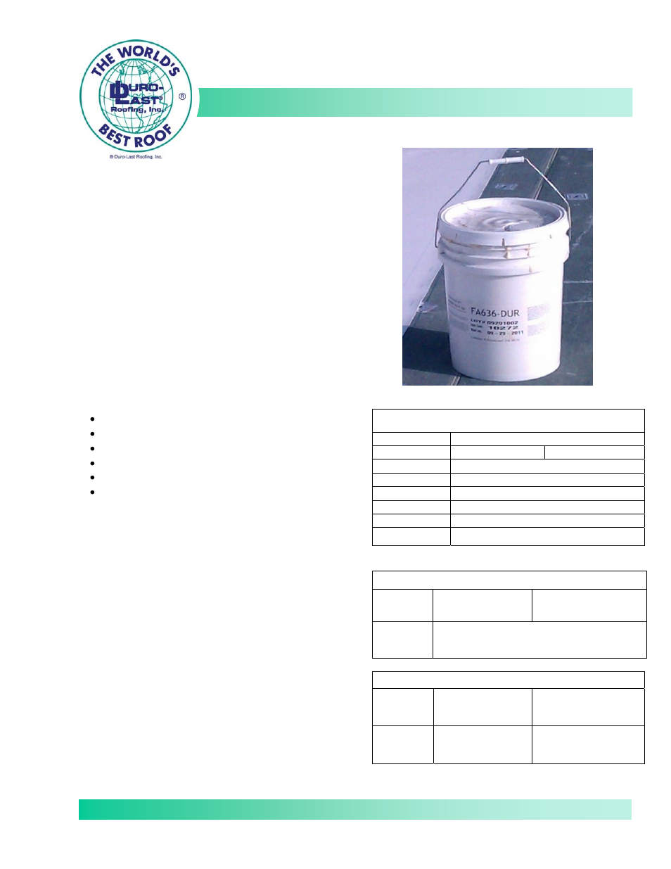 Duro-Last Water-Based Adhesive User Manual | 2 pages