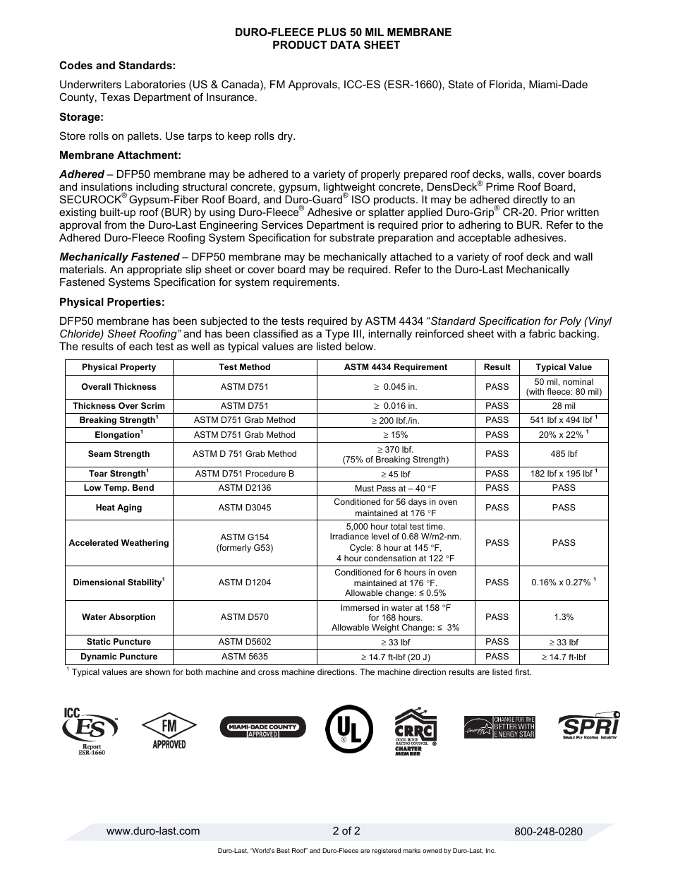Duro-Last DFP50 Membrane User Manual | Page 2 / 2