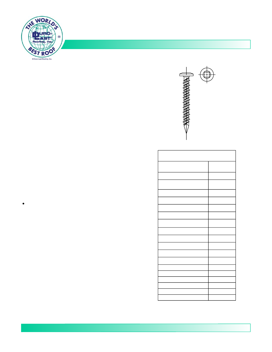 Duro-Last Concrete Screws User Manual | 1 page