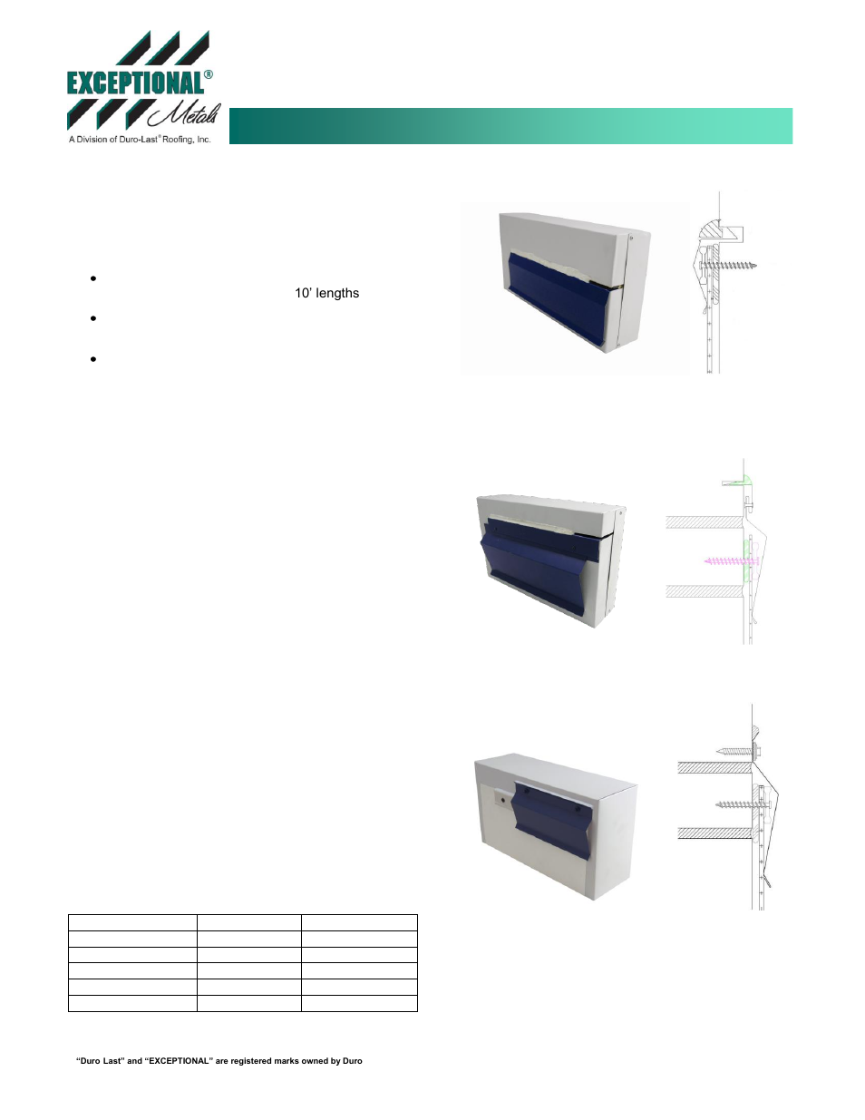 Duro-Last Counter Flashing and Reglet User Manual | 1 page