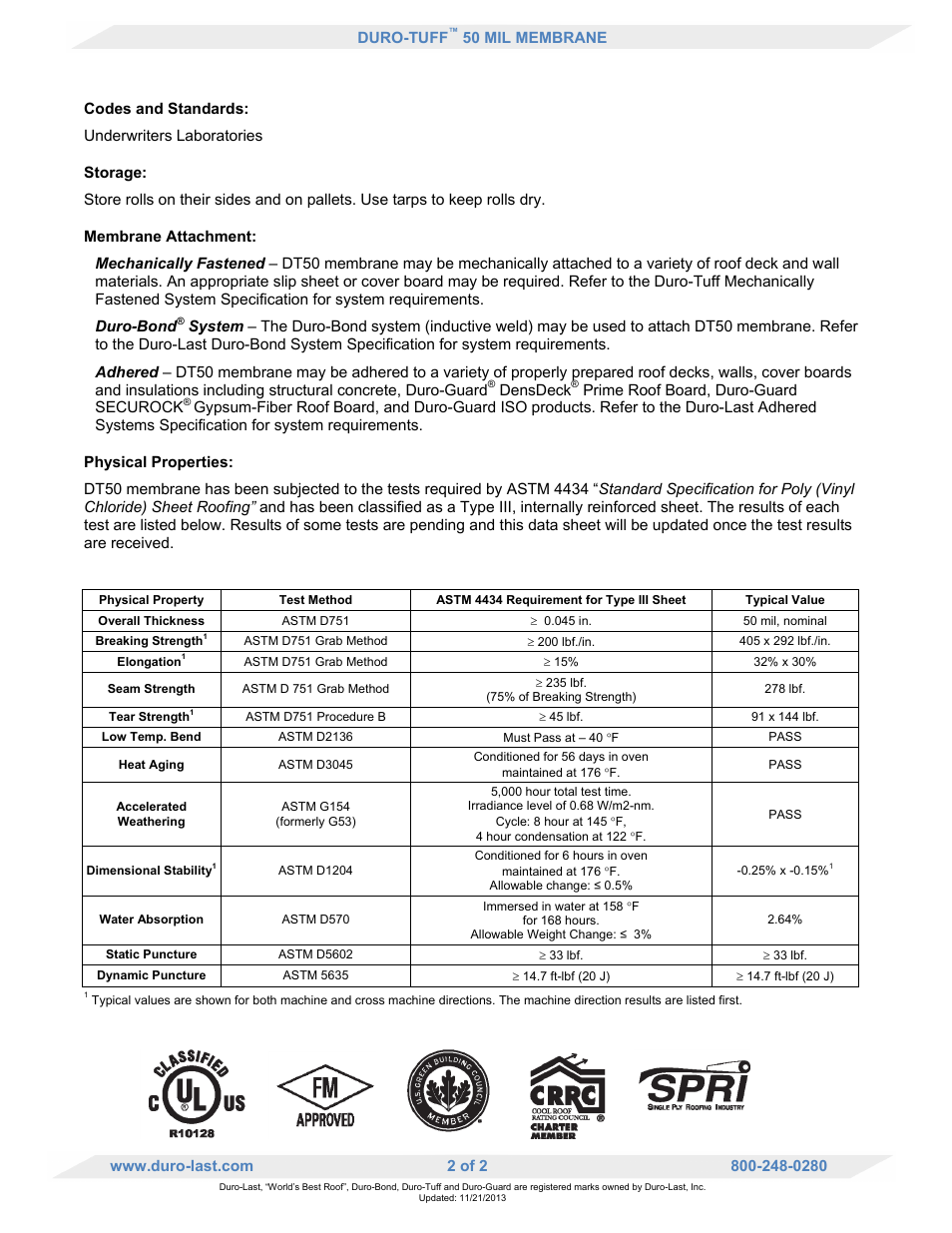 Duro-Last DT50 Membrane User Manual | Page 2 / 2