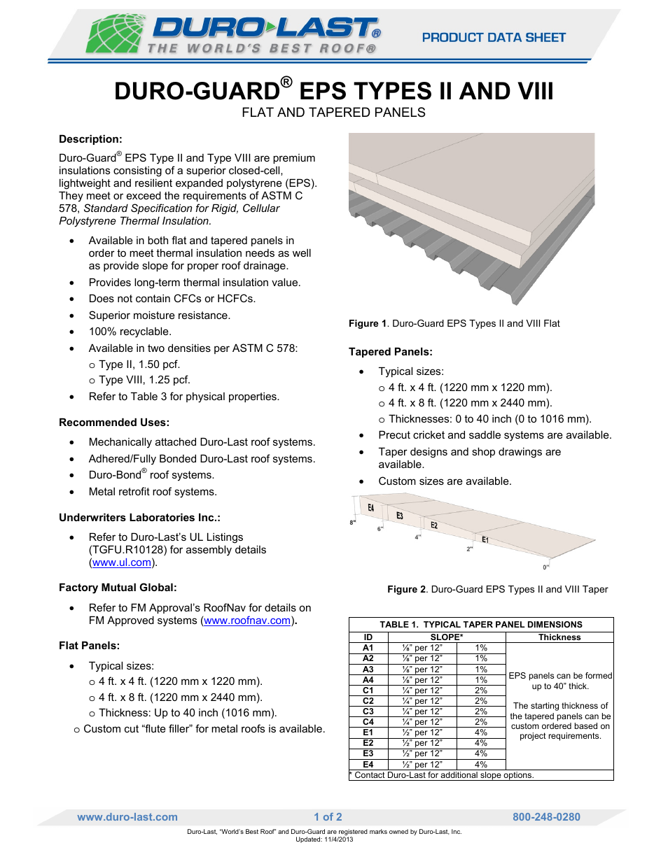 Duro-Last EPS Types II and VIII User Manual | 2 pages