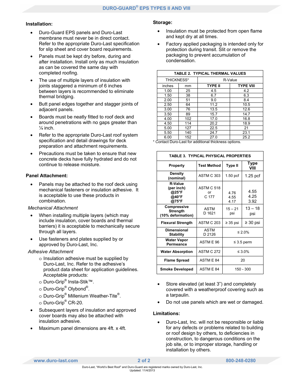 Duro-Last EPS Types II and VIII User Manual | Page 2 / 2